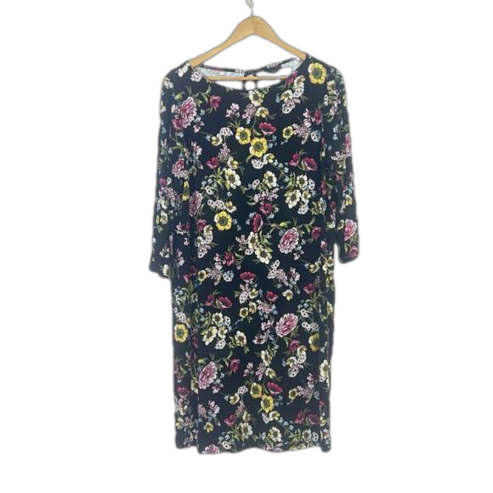 J Jill Wearever Collection Floral Maxi Dress Size L Multicolor Jersey Knit